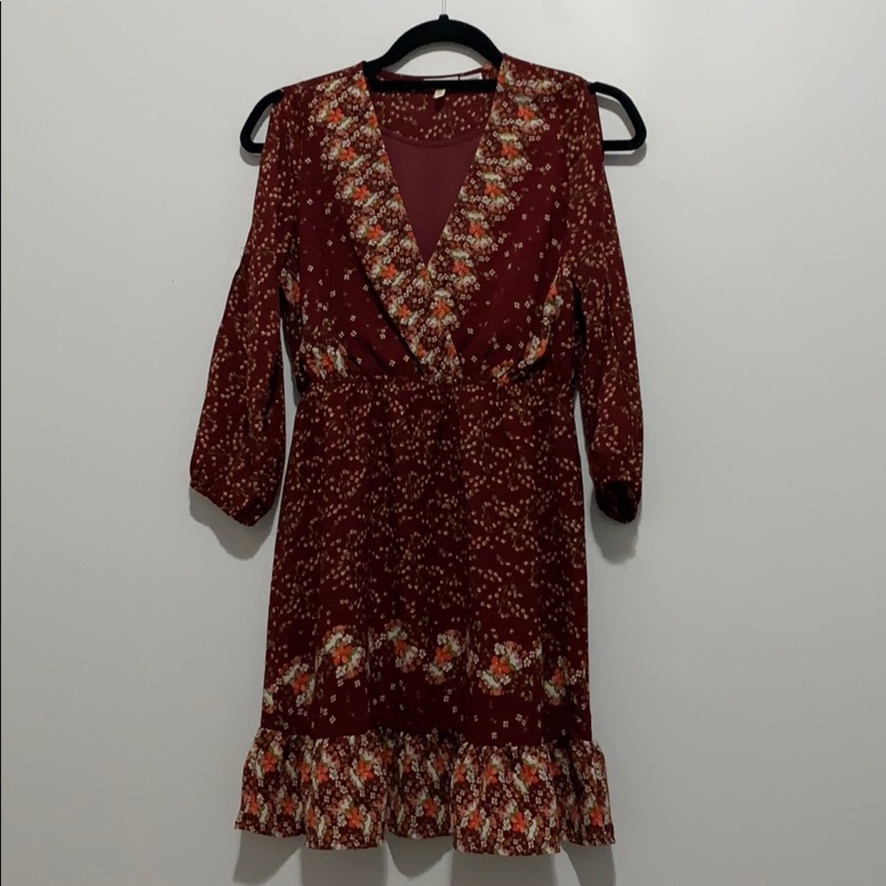 Maroon Flower Dress